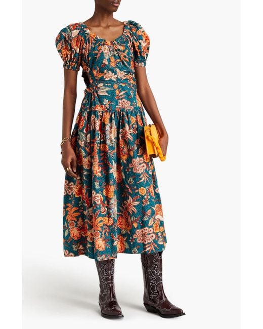 Ulla Johnson White Golda Cutout Printed Cotton-poplin Midi Dress