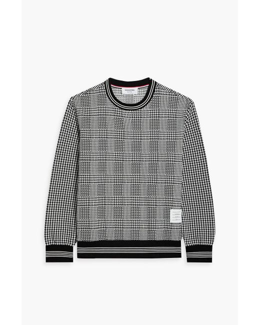 Thom Browne Gray Prince Of Wales Checked Cotton Sweater for men