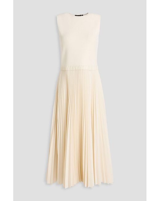 Theory Natural Pleated Woven Midi Dress
