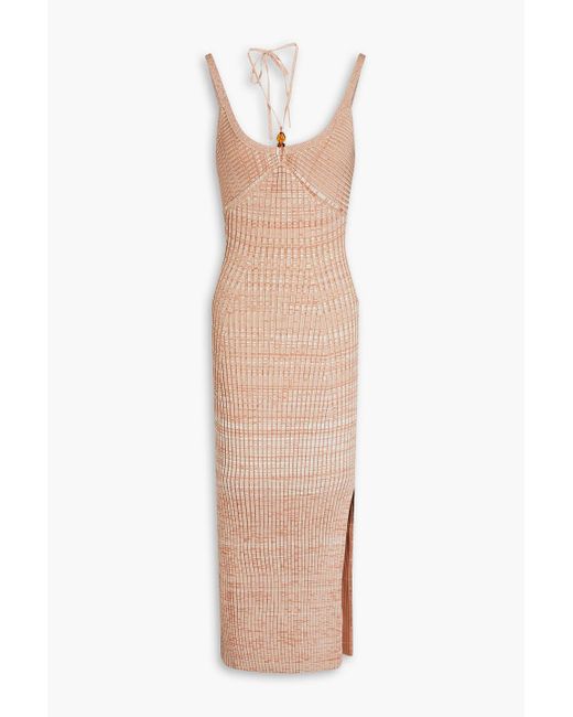Jonathan Simkhai White Hermione Cutout Embellished Ribbed-knit Midi Dress