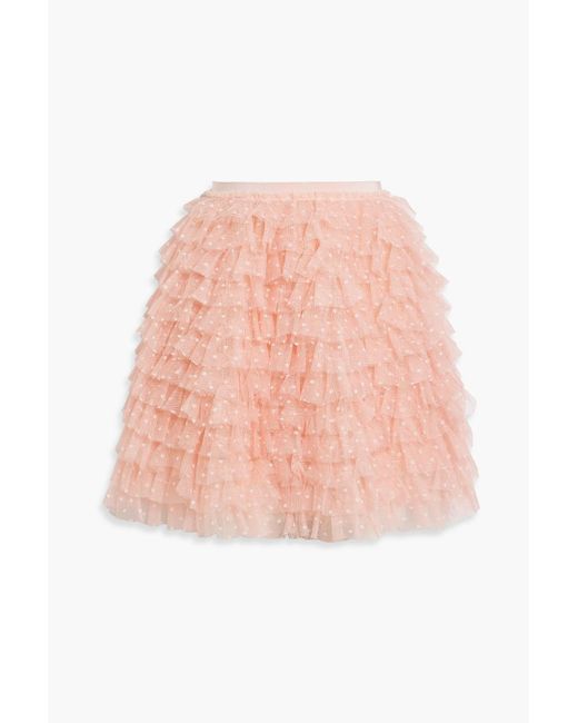RED Valentino Pink Ruffled Point D'Esprit Mini Skirt