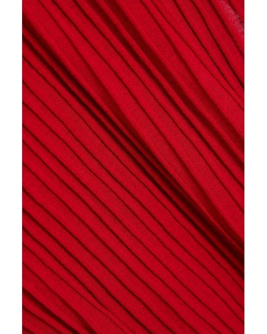 Loulou de Saison Red Ada Ribbed Cotton-blend Midi Dress