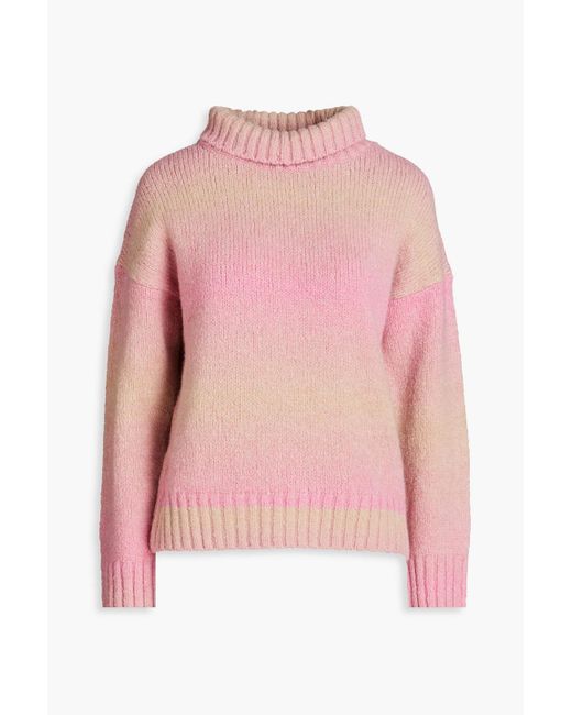 Maje Pink Knitted Turtleneck Sweater