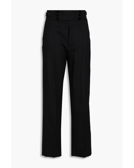 Maison Margiela Black Satin-trimmed Wool-twill Straight-leg Pants
