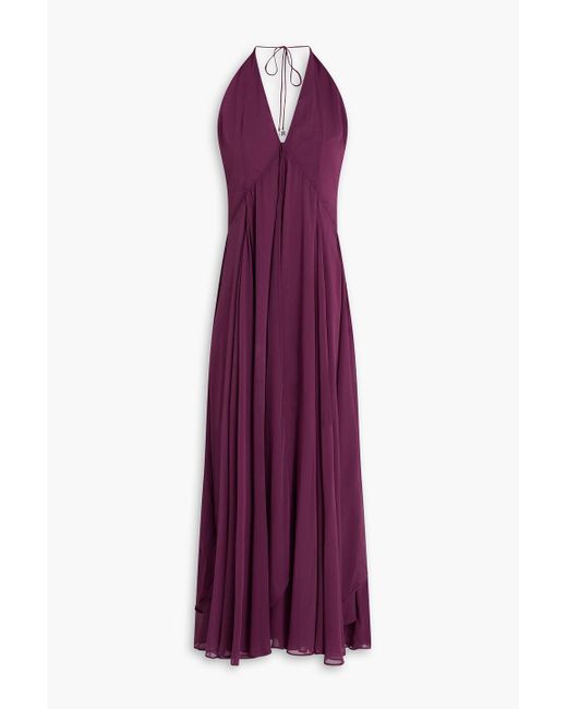 ROTATE BIRGER CHRISTENSEN Chiffon Halterneck Maxi Dress in Purple | Lyst  Australia