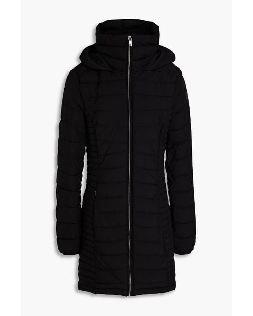 DKNY Black Quilted Shell Hooded Coat