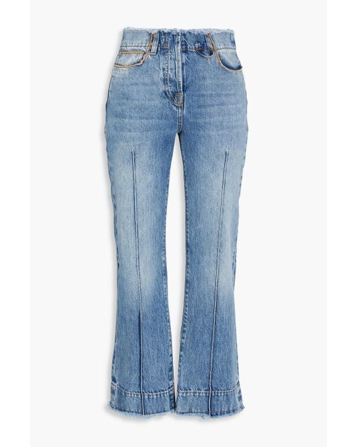 Jacquemus Blue Le de nimes linon hoch sitzende kick-flare-jeans mit fransen