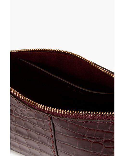 Tory Burch Purple Mcgraw Croc-effect Leather Shoulder Bag