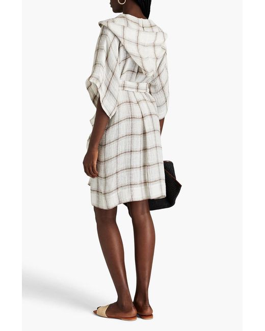 Lisa Marie Fernandez Natural Leichter tel aus gaze aus einer leinenmischung mit karomuster und kapuze