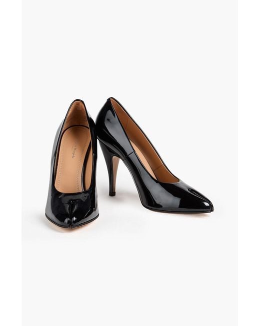 Maison Margiela Black Tabi Patent-Leather Split-Toe Pumps