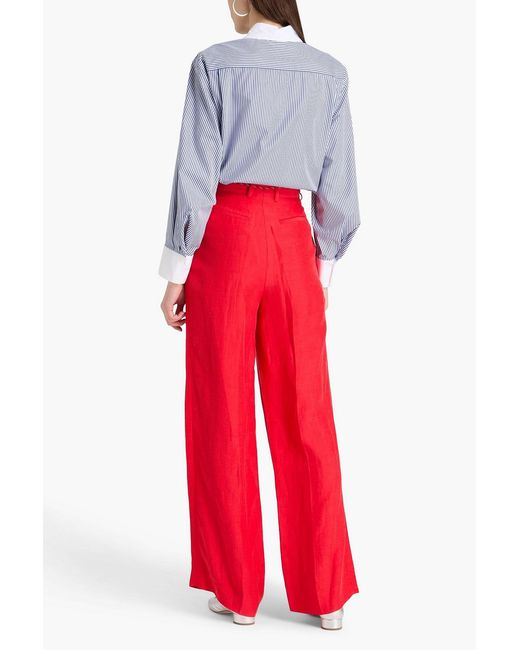 Sandro Red Woven Wide-leg Pants