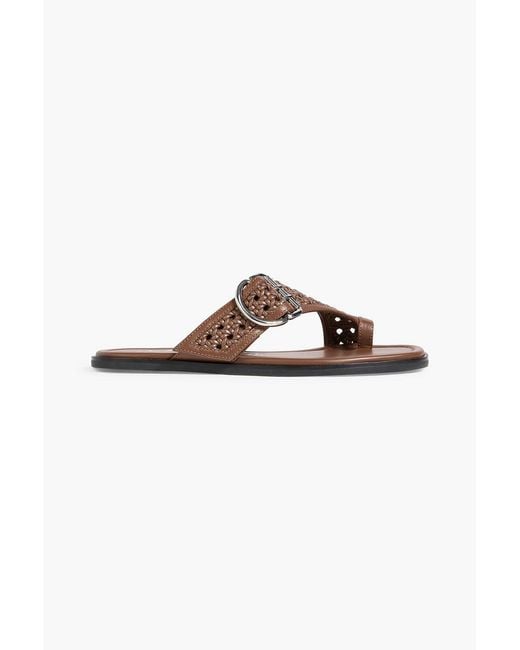 3.1 Phillip Lim Brown Z-Strap Macramé Leather Sandals
