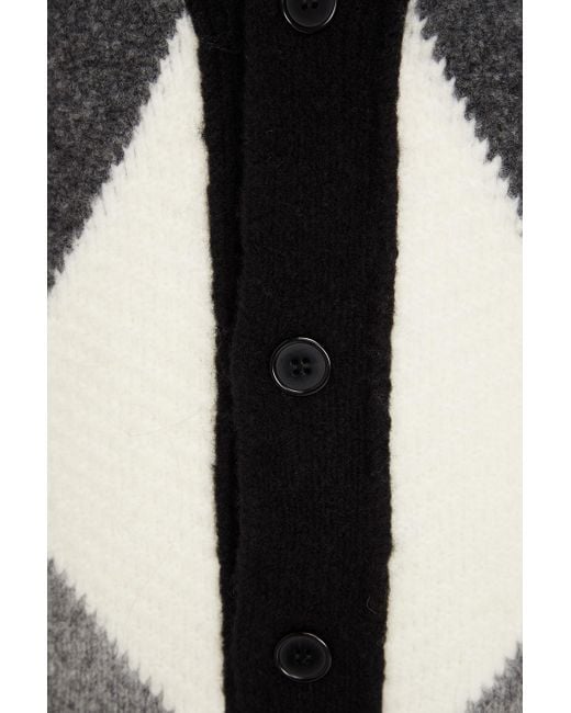 Officine Generale Black Argyle Wool-blend Cardigan for men