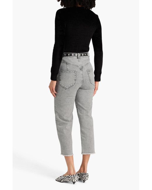 Isabel Marant Gray Dilali Cropped High-Rise Tapered Jeans