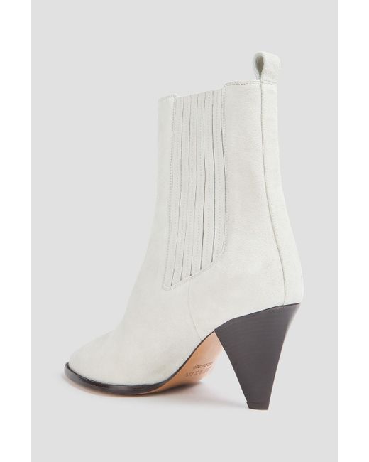 Isabel Marant White Reliane Suede Ankle Boots