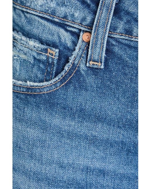 PAIGE Blue Cadee Frayed Denim Shorts