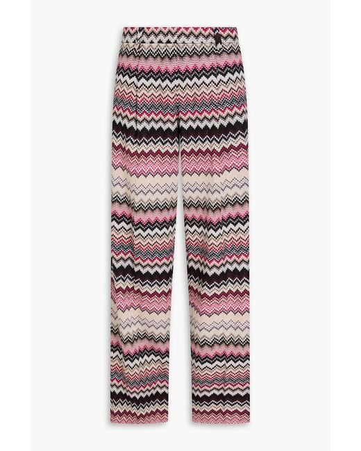Missoni Purple Metallic Crochet-Knit Straight-Leg Pants