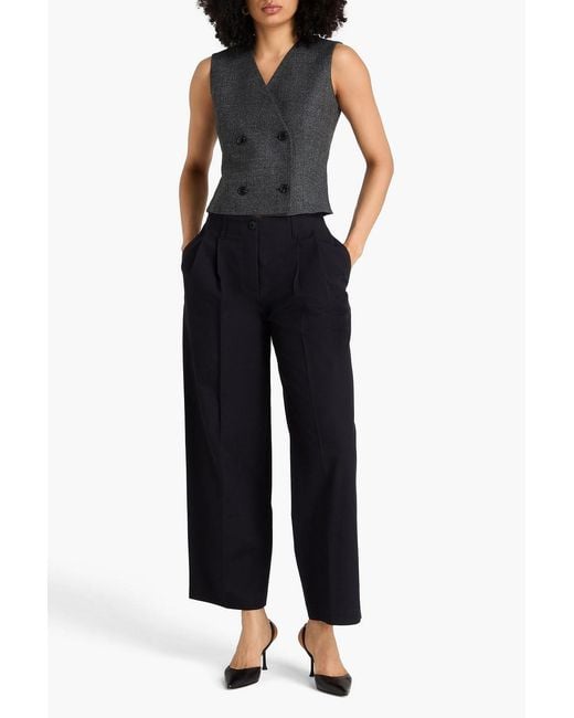Totême Blue Pleated Cotton-twill Straight-leg Pants