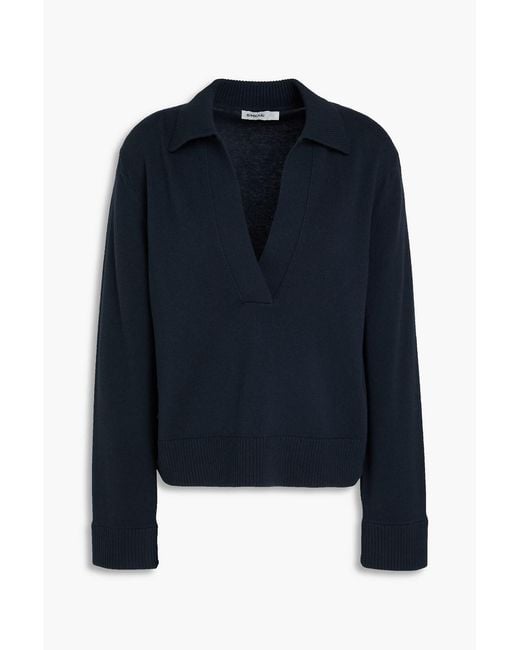 Jonathan Simkhai Blue Cotton And Cashmere-Blend Polo Sweater