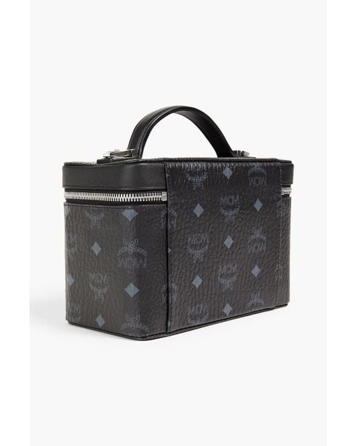 MCM Logo print Faux Pebbled leather Cosmetic Case in Black Lyst UK