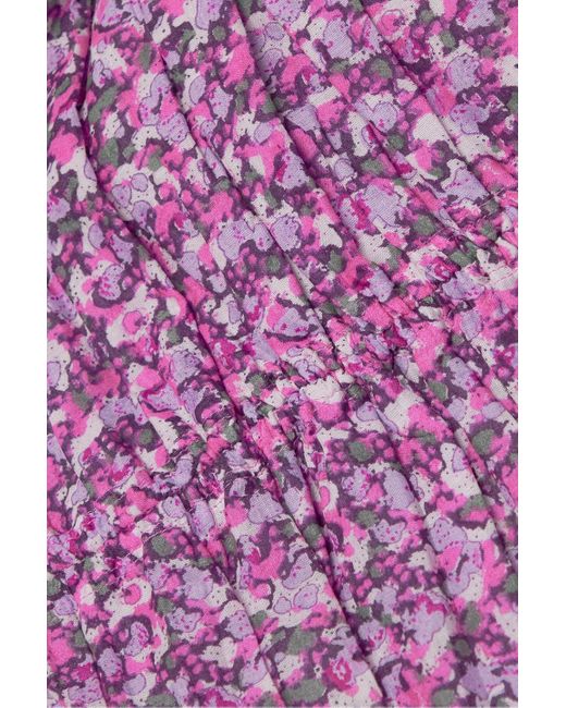 Isabel Marant Purple Lecia Asymmetric Printed Cotton-voile Mini Dress