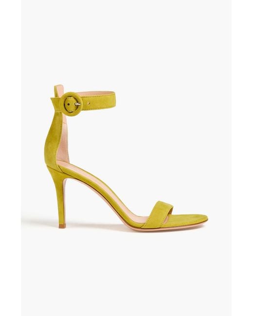 Gianvito Rossi Metallic Portofino 85 Suede Sandals