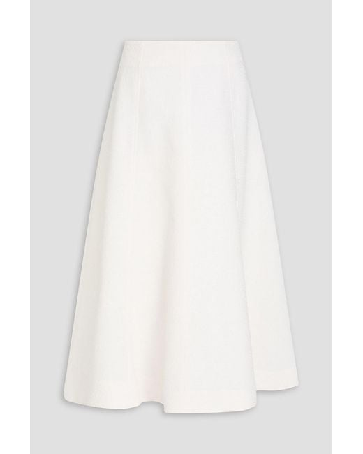 Veronica Beard White Fellini Floral-jacquard Midi Skirt