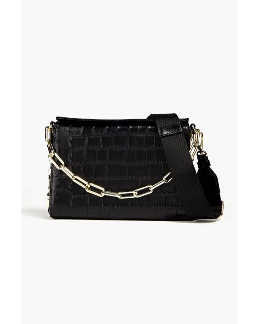 DKNY Black Croc-effect Leather Shoulder Bag