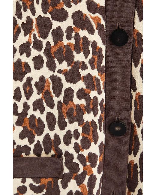 Tory Burch Multicolor Leopard-print Jacquard-knit Cardigan