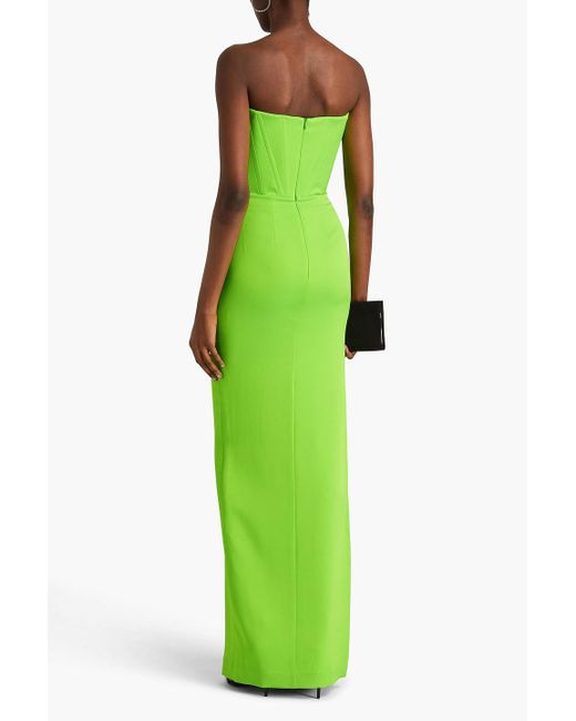 Alex Perry Green Strapless Neon Satin-crepe Gown