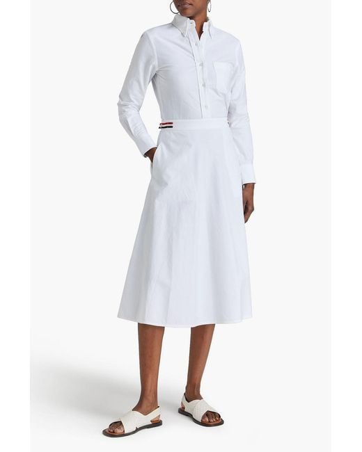 Thom Browne White Cotton-Piqué Midi Shirt Dress