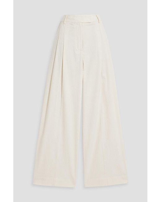 By Malene Birger Natural Cymbaria Cotton-Blend Seersucker Wide-Leg Pants