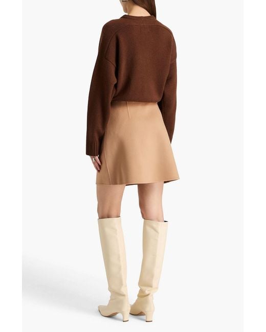 Theory Natural Wool-blend Mini Wrap Skirt