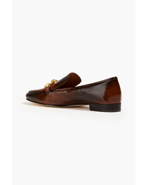 Tory Burch Brown Jessa Polished Leather Loafers