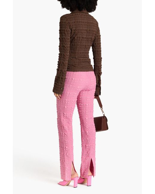 Nanushka Pink Hose mit schmalem bein aus seersucker