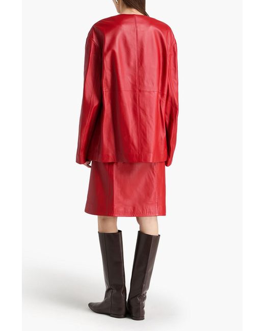 Loulou de Saison Red Atalia Pebbled-Leather Jacket
