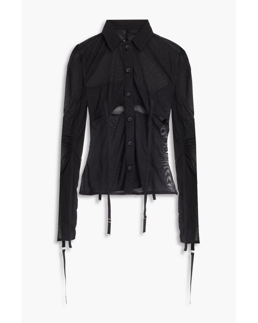 Jacquemus Black Vela hemd aus mesh mit cut-outs