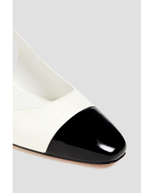 Veronica Beard White Cecile slingback-pumps aus lackleder mit krokodileffekt