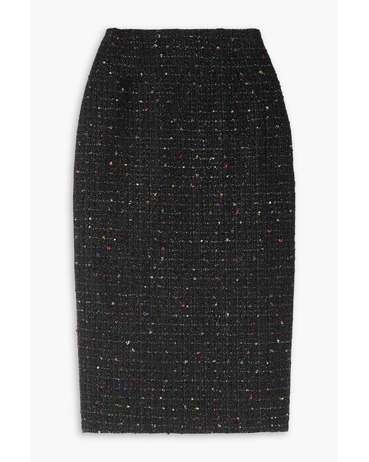Alessandra Rich Black Sequined Metallic Bouclé Midi Skirt