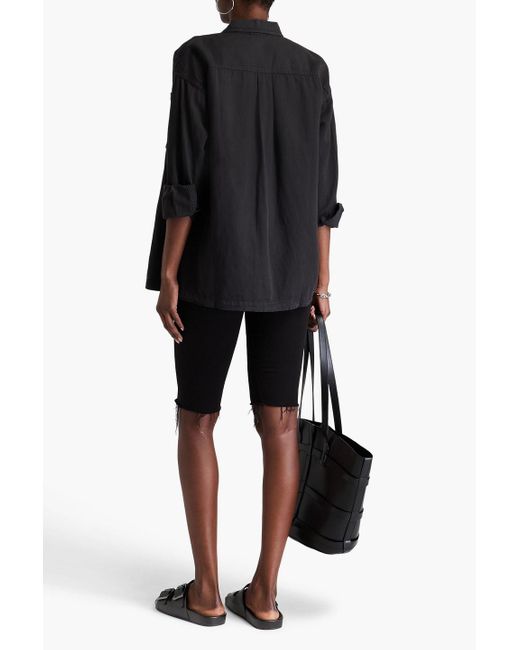 James Perse Black Hemd aus twill aus einer baumwoll-leinenmischung