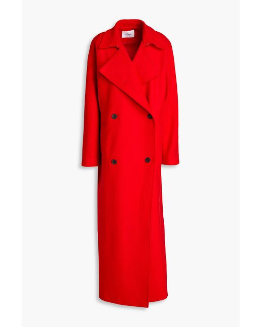 FRAME Red Double-breasted Wool-blend Coat