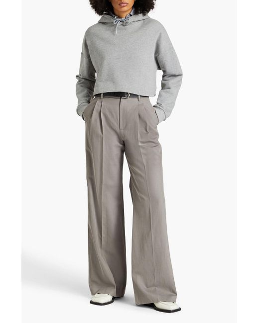 Nili Lotan Gray Flavie Cotton And Linen-blend Twill Wide-leg Pants