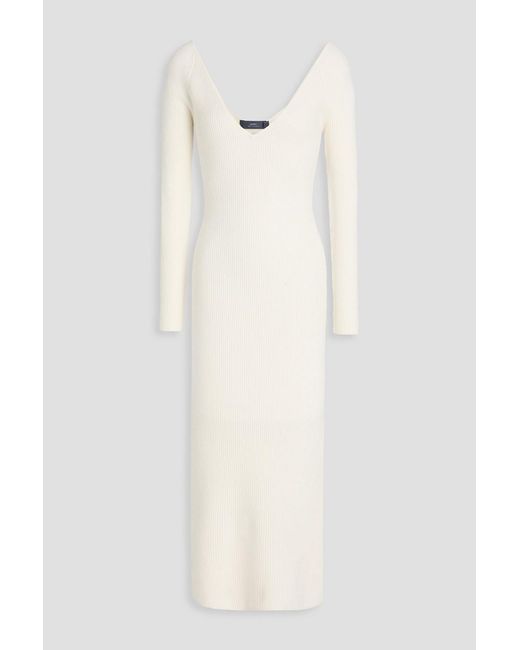 arch4 White Bridgewater Ribbed Cashmere Midi Dress