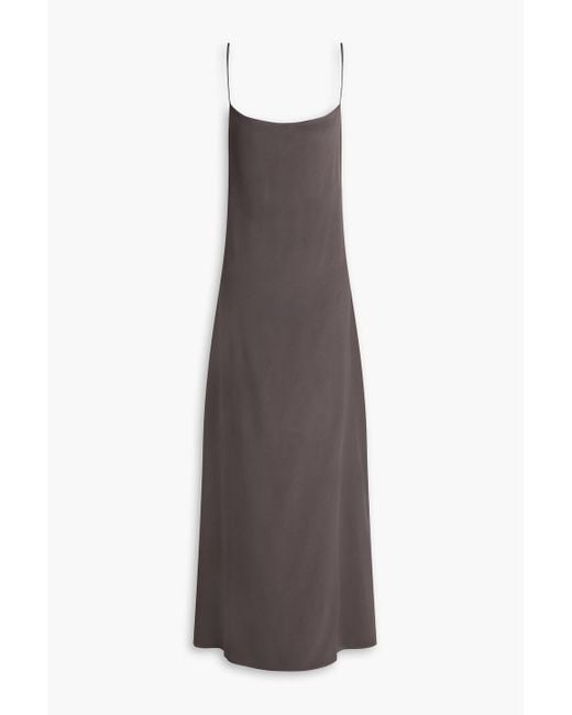 IRO Brown Open-Back Silk Crepe De Chine Maxi Slip Dress