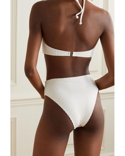 Faithfull The Brand White Chania Ribbed High-rise Bikini Briefs