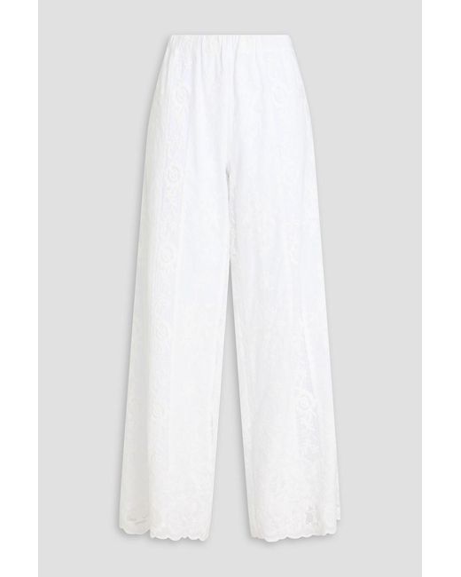 Wales Bonner White Willow Cotton-Lace Wide-Leg Pants