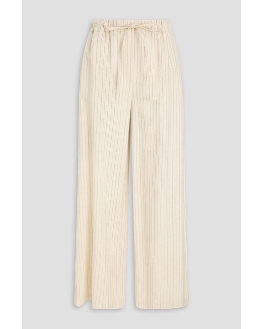 Claudie Pierlot Natural Striped Slub Woven Wide-leg Pants
