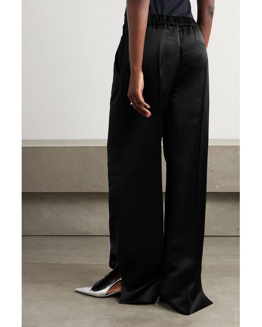Jil Sander Black Satin Wide-Leg Pants