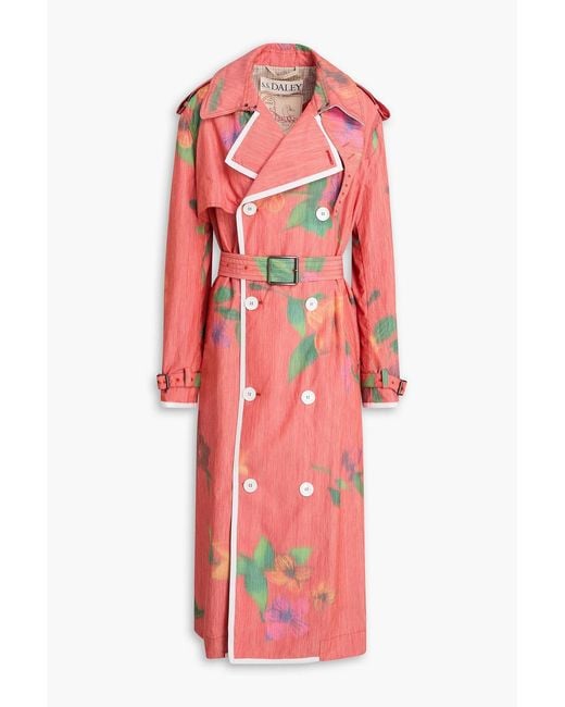 S.S.Daley Red Edna Printed Jacquard Trench Coat