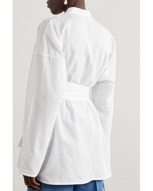 TOVE White Arya Belted Cotton-Ripstop Shirt